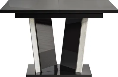 Produktbild von MIRJAN24 Ausziehbarer Tisch Doha II, Esszimmer Esstich, Rechteck, 120-160 cm (Farbe: Schwarz Hochglanz / Beton)