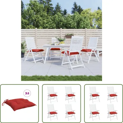 Produktbild von The Living Store Stuhlkissen 4 Stk. Rot 40x40x7 cm Oxford-Gewebe