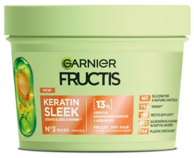 Immagine prodotto di Fructis Keratin Sleek maschera per capelli secchi e crespi 370ml