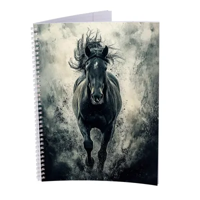 Image de Bloc collège - 5 pièces - cheval - A4 - ligné - 80 feuilles - 80g papier volumineux - perforé - reliure spirale blanche - marge de correction - bloc étudiant