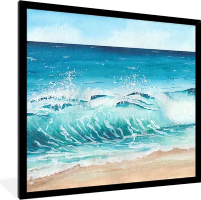 Produktbild von MuchoWow® MuchoWow® Gerahmtes Poster Golf - Strand - Aquarell 40x40 cm - Poster mit zchwarzem Bilderrahmen - Mit Rahmen - Wanddekoration Schlafzimmer