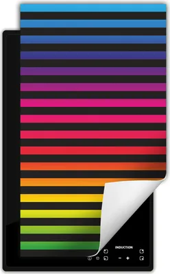 Produktbild von DarHaus Herdabdeckplatte 1 teilig 30x52 cm Anti Rutsch Matte Aufrollbar, bunt - Streifen