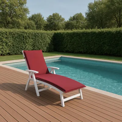 Productafbeelding van 2 kussens voor tuinligstoel - Comfortabele buitenkussens met afneembare hoes, 190 x 58 x 6 cm, rood