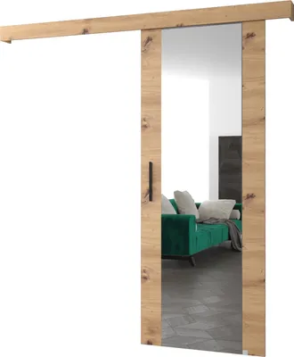 Produktbild von MEBLE KRYSPOL Schiebetürsystem SALWADOR 2 mit Schienenabdeckung und Spiegel, Einbautüren, 90x204cm, Artisan