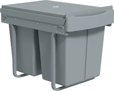 Zdjęcie produktu dla Wysuwany kosz na śmieci, 2 x 20 l, wyjmowane pojemniki, szary
