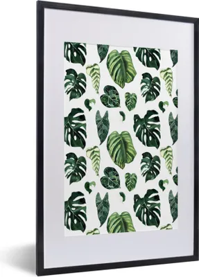 Produktbild von MuchoWow® Gerahmtes Poster Tropisch - Blätter - Grün 40x60 cm - Poster mit Schwarzem Bilderrahmen Wandposter Rahmen Foto Bilder - Poster in Rahmen