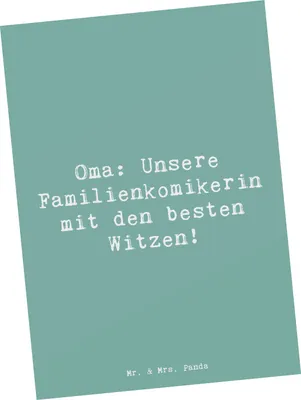 Produktbild von Mr. & Mrs. Panda Postkarte Spruch Oma Familienkomikerin - Meeresbrise - Geschenk, Liebe, bildkarte, Ansichtskarte, Omi, Freude, herzerwärmende Sprüche, Witze, Lächeln
