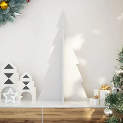Obrázek produktu pro Maison Exclusive – vánoční stromek k ozdobení, bílý, 80 cm, masivní borovice