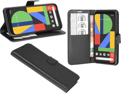 Zdjęcie produktu dla cofi1453® Etui Book "Fancy" kompatybilne z GOOGLE PIXEL 4 etui na telefon etui portfelowe pokrowiec ochronny z funkcją podstawki, miejsce na kartę czarny