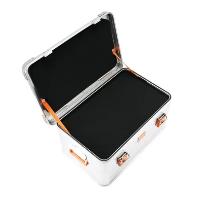 Produktbild von ALUBOX® Aluminium Transportbox 47L mit Würfelschaum & Zylinderschlössern, stapelbar