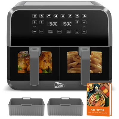 Productafbeelding van Heißluchtfriteuse met dubbele zone, 8 liter, dubbele kamer, kijkvenster, 1700 watt