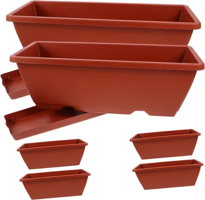 Produktbild von 6 rechteckige Blumentöpfe aus Kunststoff für Haus, Garten, Balkon, Sukkulenten und Gemüse