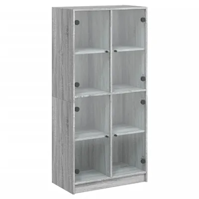 Imagen del producto de Aparador alto con puertas madera gris Sonoma 68x37x142 cm