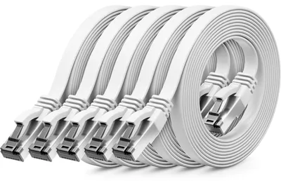 Produktbild von deleyCON 0,5m CAT 8 Flach Netzwerkkabel RJ45 40 Gbit/s, 5 Stück - Weiß