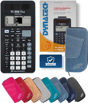 Produktbild von TI-30X Plus MP Taschenrechner mit Schutztasche hellblau und Fachbuch