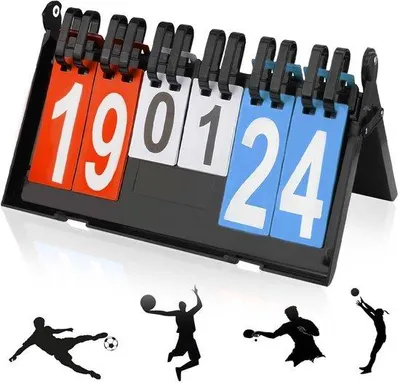 Image de Compteur de points Famanu, 6 chiffres - Affichage à l'envers - Adapté aux sports - Basketball et football - Polyvalent