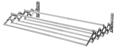 Produktbild von Wandmontierter Wäscheständer - Ausziehbare Kleiderstange - 7 Stangen - Edelstahl - 40 kg Tragkraft - Silber