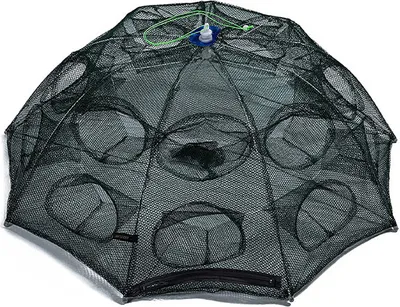 Produktbild von Skladacia prenosná rybárska sieť, vrchná časť lapača rakov, automatická pasca na ryby, rýchly a výdatný úlovok, 20 otvorov, 90 x 32 cm – Fishynet