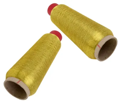 Produktbild von 2 Rollen Polyester-Stickgarn für Nähmaschinen in Gold für vielseitige Anwendungen