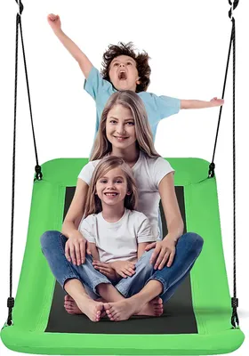 Produktbild von KOMFOTTEU Nestschaukel, Hängeschaukel mit verstellbaren Seile, Baumschaukel für Kinder und Erwachsene, 150cm x 80cm Gartenschaukel bis 120kg, Outdoor Mehrkindschaukel für Indoor, Outdoor (Grün)