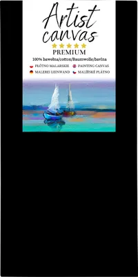 Produktbild von Leinwand auf Keilrahmen 100% Baumwolle 330 g/m² Schwarz grundiert 50X110 cm