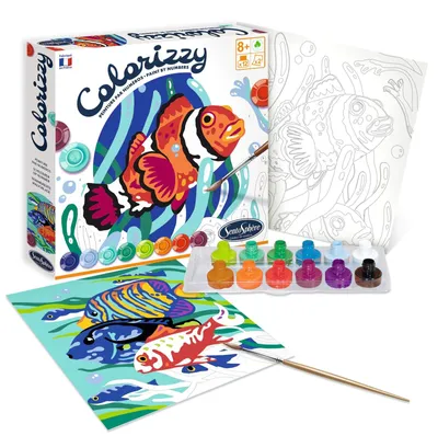 Obrázek produktu pro Colorizzy, sada pro malování podle čísel, motiv papoušek, kreativní sada pro děti, sada pro tvoření, DIY