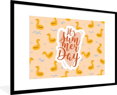 Produktbild von MuchoWow® Gerahmtes Poster Sommer - Poolband - Gelb 90x60 cm - Poster mit Schwarzem Bilderrahmen Wandposter Rahmen Foto Bilder - Wanddekoration - Fotos