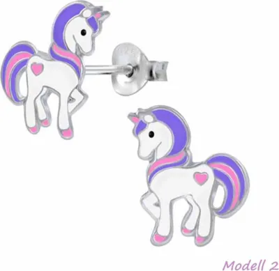 Produktbild von Kinderohrstecker „Einhorn“: Mädchen Ohrringe Silber Modell 2