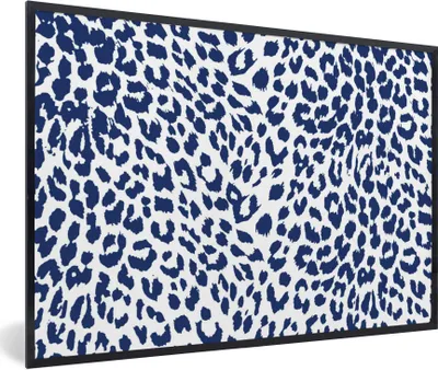 Produktbild von MuchoWow® Gerahmtes Poster Panther Druck - Blau - Flecken 90x60 cm - Poster mit Schwarzem Bilderrahmen Wandposter Rahmen Foto Bilder - Fotorahmen - Foto-Plakat