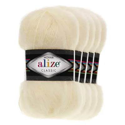Produktbild von 5 x 100g Strickgarn Alize Mohair Classic Uni Mohairwolle Häkelgarn Farbwahl