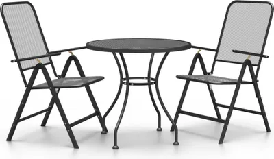 Produktbild von vidaXL 3-tlg. Garten-Essgruppe Streckmetall Anthrazit