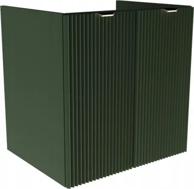 Produktbild von WENA Waschtischunterschrank ohne Oberteil mit Türen 60 cm, geriffelte Fronten, Griffe aus Metall in der Farbe Gold Willy (Farbe: Salbei)