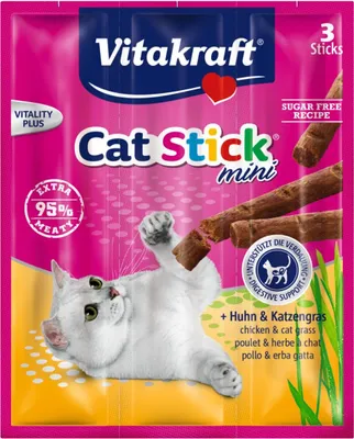 Image de Friandises pour chats Vitakraft poulet et herbe à chat 3 pcs 18 g