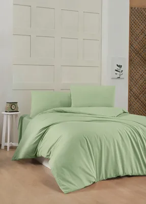 Produktbild von L'Essentiel Linge de Maison, Light Green, Ranforce Einzelbettbezug-Set (FR), Hellgrün, 100 % BAUMWOLLE RANFORCE, 140 x 200 cm