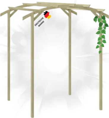 Produktbild von DELUKE® Pergola aus Holz FEOL | 1,8x1,97x2,1m Kiefernholz | Gartenbogen Rankhilfe Pergola Holz Bausatz freistehend Gartendeko Gartenpergola Rosenbogen