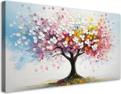 Produktbild von Leinwandbild Bunt Baum 100x50 Feeby Bunt bild für die wand bereit zum aufhängen