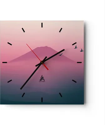 Produktbild von Wanduhr - Quadrat - Glasuhr - Vulkan Vogel Natur - 40x40cm - Schleichendes Uhrwerk - Lautlos - zum Aufhängen bereit - Dekoration Modern - Wanddekoration aus Glas - C3AC40x40-4124