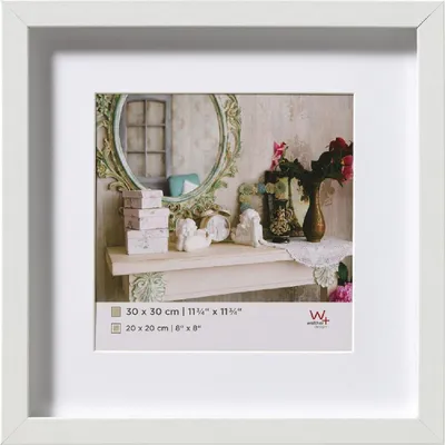 Immagine prodotto di Walther 3D Cornice in legno Stoccolma bianco 30x30 cm con Passepartout 18x18 cm