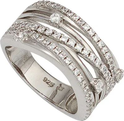 Produktbild von JOBO Damen Ring 925 Sterling Silber rhodiniert mit Zirkonia Silberring Größe 54