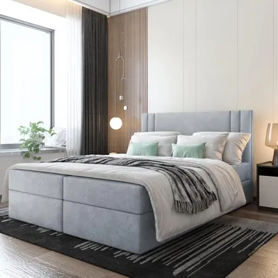 Produktbild von Bett, Boxspringbett RALI mit Bonell-Matratze und OHNE Topper, 2 Bettkästen, Doppelbett, Stauraum 180x200 cm (Hellgrau - Itaka 51)