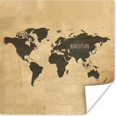 Produktbild von MuchoWow® Poster Weltkarte - Braun - Vintage 75x75 cm - Wand Dekoration