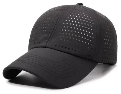 Produktbild von INF Atmungsaktive Polyester-Basecap mit Mesh, verstellbar für Radfahren Schwarz