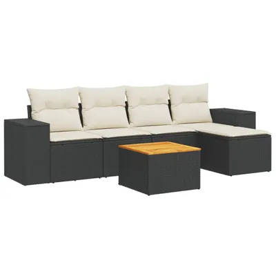 Produktbild von vidaXL 6-tlg. Garten-Sofagarnitur mit Kissen Schwarz Poly Rattan