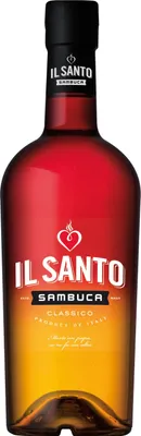 A bottle of Il Santo Sambuca.