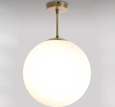 Produktbild von Deckenlampe Kugel Schirm Ø 30 cm E27 Weiß Bronze aus Glas Messing massiv Industrie Design Deckenleuchte