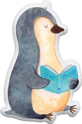 Produktbild von Mr. & Mrs. Panda Zierkissen Pinguin Buch 45 cm - Weiß - Geschenk, Dekokissen, Plüschtier, Nichtstun, Ferien, Stofftier, Kuscheltier, Urlaub, Ausruhen, plüschfigur