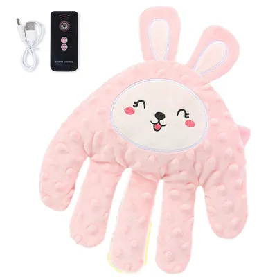 Produktbild von 3-in-1Baby-Schlafhilfe,Fernbedienung,3 Geschwindigkeiten,sanfte Klopfbewegung,abnehmbarer,waschbarer Bezug,Wärmekissen mit Natur-Bohnen,rosa Häschen