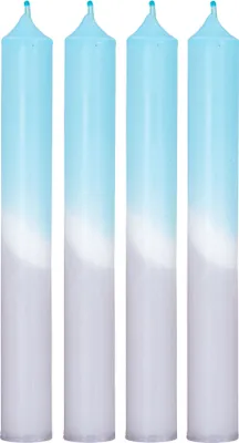 Produktbild von 4er Set Stabkerzen H20cm Blau Weiß Farbverlauf Dip Dye Kerzen Deko Tischdeko