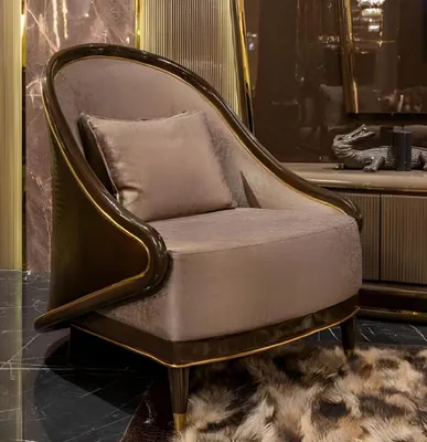 Immagine prodotto di Poltrona monoposto marrone-beige: elegante poltrona imbottita da salotto