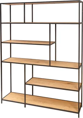 Produktbild von Industrial Bücherregal SLIM LINE 185x135cm Wildeiche schwarz sechs Regalböden